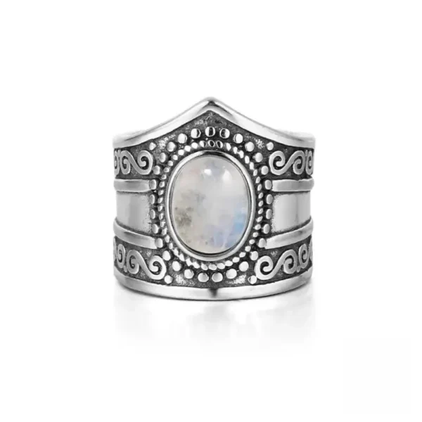 Bague ethnique avec Pierre de Lune naturelle