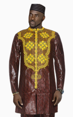 Bazin Boubou Homme élégant en tissu traditionnel africain