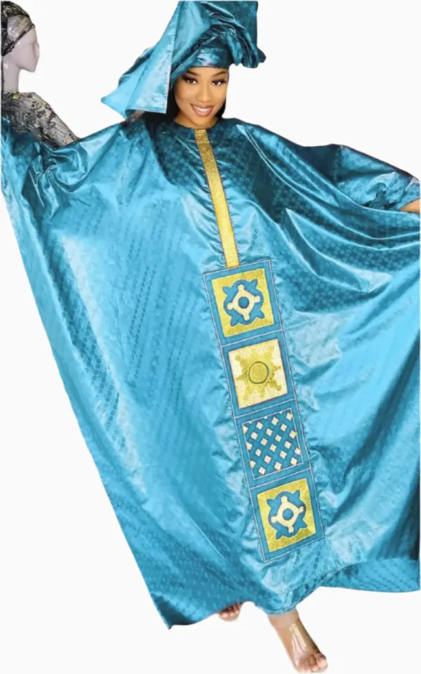 Boubou femme en bazin, design coloré et intemporel