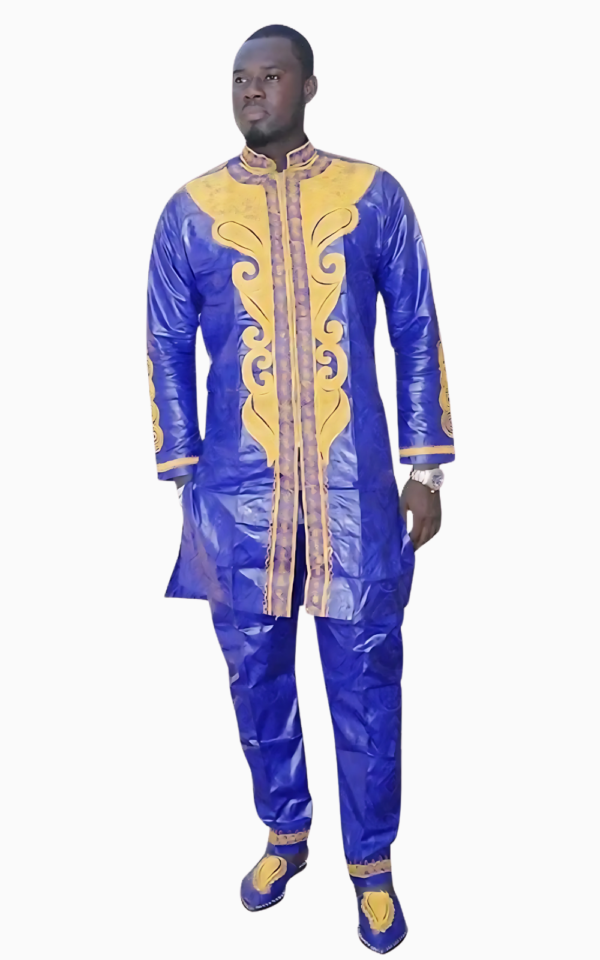bazin-grand-boubou-homme-1 Bazin Grand Boubou Homme élégant en tissu africain