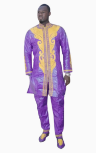 Boubou homme à la coupe moderne, tissu Bazin