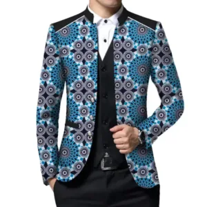 Blazer Africain Homme Bleu élégant pour occasions spéciales