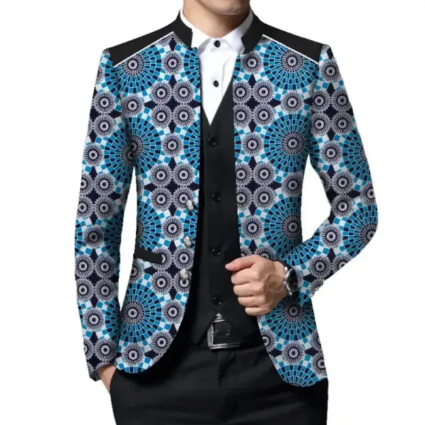 blazer-africain-homme-bleu-1 Blazer Africain Homme Bleu élégant pour occasions spéciales
