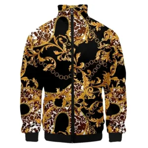 Bombers africain noir avec motifs dorés pour homme