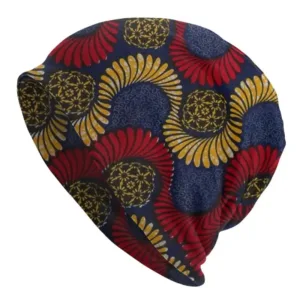 Bonnet africain orange et rouge au motif traditionnel