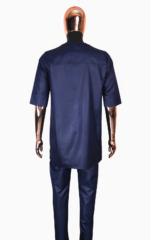 Tenue masculine boubou 2 pièces, couleur bleu marine élégante