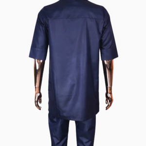 Tenue masculine boubou 2 pièces, couleur bleu marine élégante
