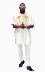 Boubou 2 pièces homme manches courtes élégant et traditionnel