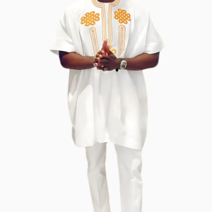 Boubou 2 pièces homme manches courtes élégant et traditionnel