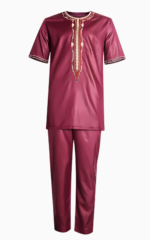 Boubou homme rouge à manches courtes, style africain