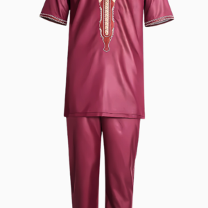 Boubou homme rouge à manches courtes, style africain