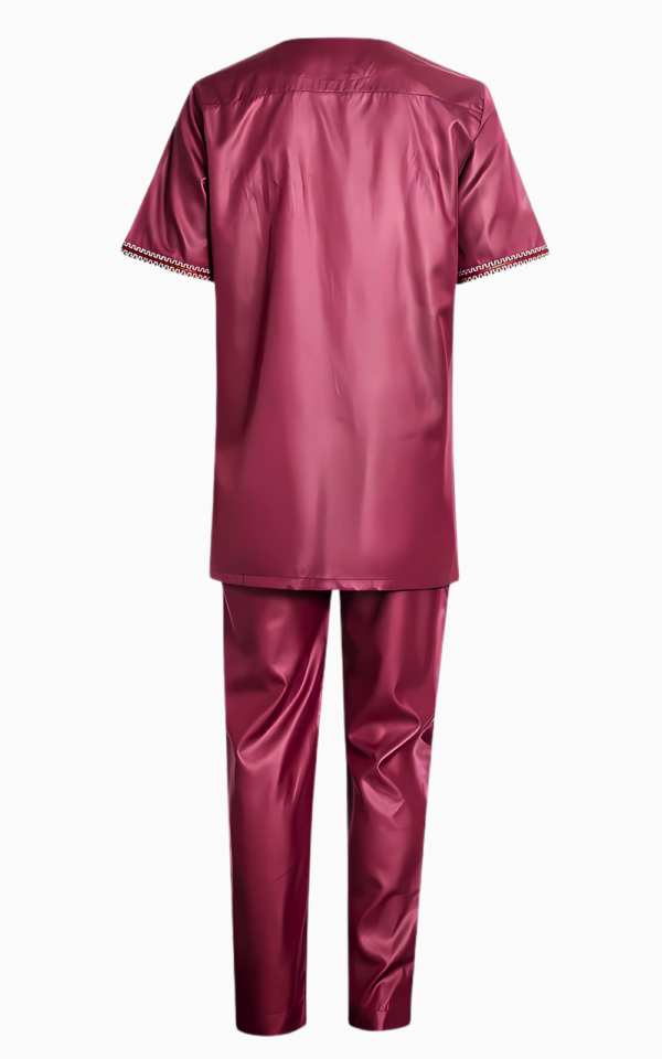 Ensemble boubou 2 pièces, couleur rouge pour homme