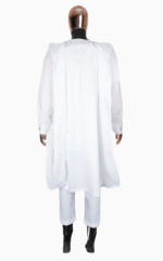 Ensemble 3 pièces homme, Boubou blanc en tissu Bazin de qualité