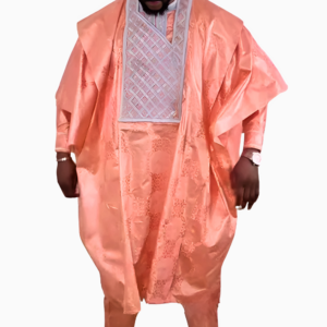 Boubou homme saumon 3 pièces, style africain