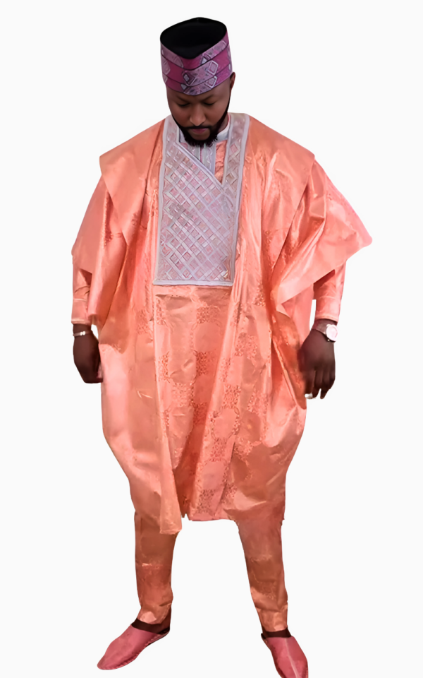 boubou-3-pieces-homme-saumon-1 Boubou homme saumon 3 pièces, style africain