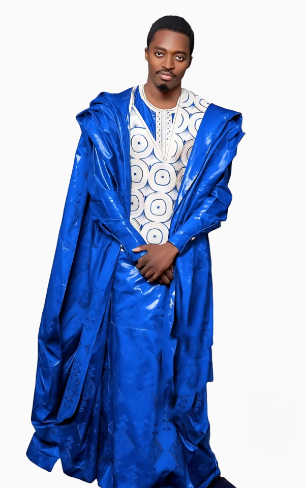 Boubou bleu pour couple, style africain élégant