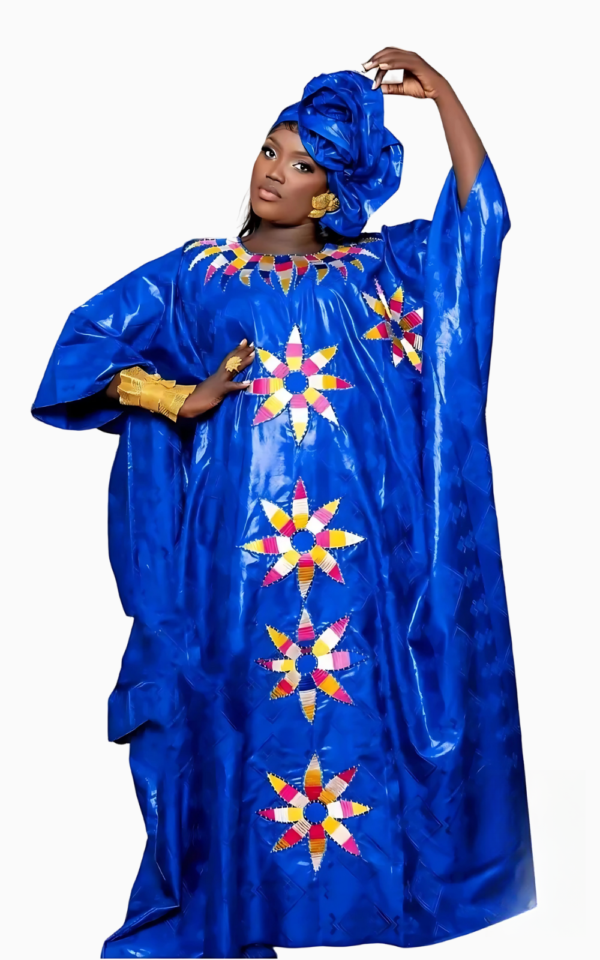 Tenue africaine pour couple, motif bleu vibrant