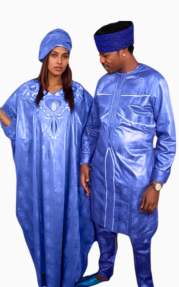 boubou-africain-couple-bleu-clair-1 Boubou africain couple bleu clair élégant et traditionnel