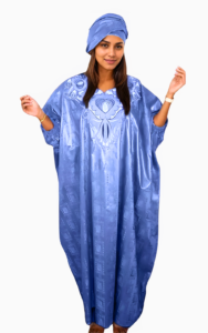 Tenue traditionnelle africaine pour duo en bleu doux
