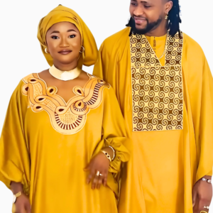 Boubou Africain Couple Ocre traditionnel