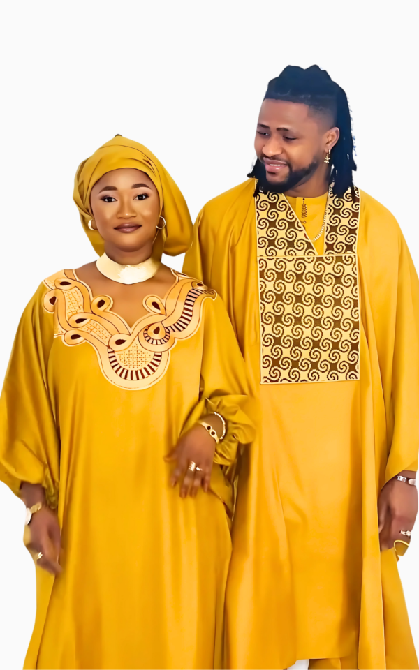 boubou-africain-couple-ocre-1 Boubou Africain Couple Ocre traditionnel