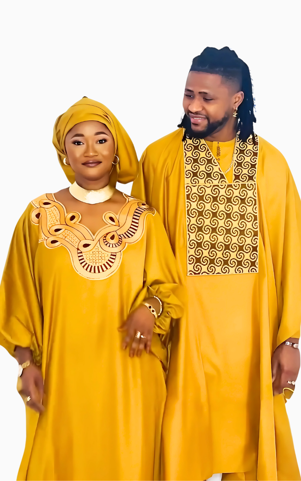 Boubou Africain Couple Ocre traditionnel