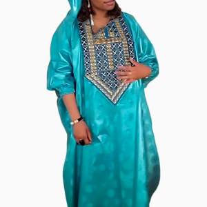 Vêtement traditionnel africain pour couple en turquoise