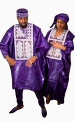 Boubou Africain Couple en violet élégant