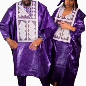Boubou Africain Couple en violet élégant