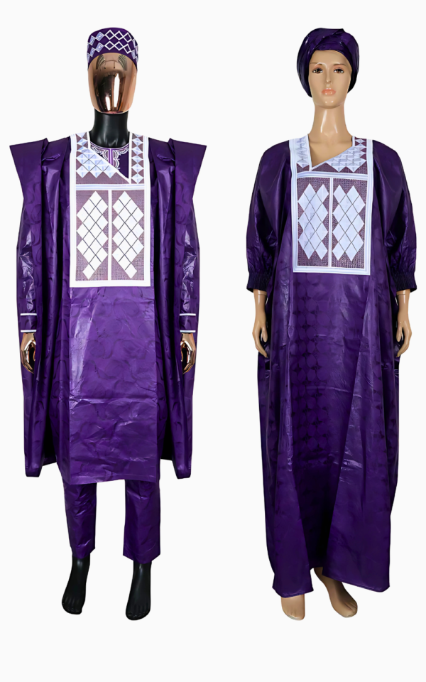 Boubou violet pour deux, mode culturelle africaine