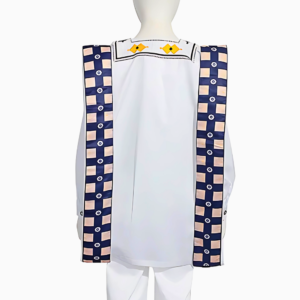 Boubou enfant blanc avec motifs africains colorés