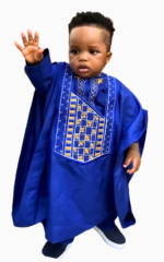 Boubou Africain Enfant Bleu 3 pièces élégant et coloré