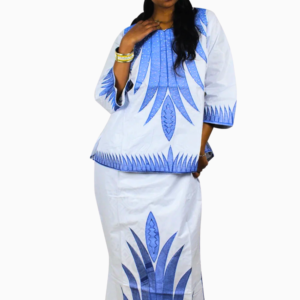 Boubou Africain Femme Bazin 2 pièces