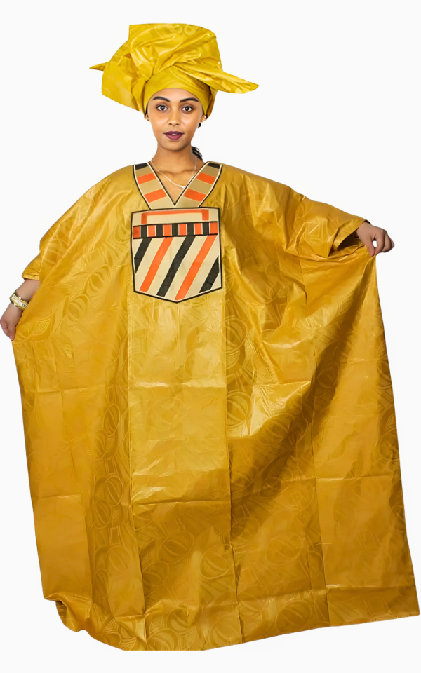 Boubou Africain Femme Col en V élégant et coloré