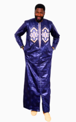 Boubou africain homme bleu 2 pièces élégant et traditionnel