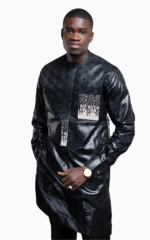Boubou Africain Homme 2 Pièces Noir élégant et traditionnel
