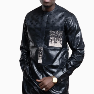 Boubou Africain Homme 2 Pièces Noir élégant et traditionnel