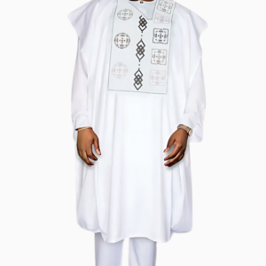 Boubou Africain Homme Blanc élégant et traditionnel