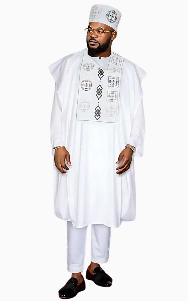 boubou-africain-homme-blanc-1 Boubou Africain Homme Blanc élégant et traditionnel