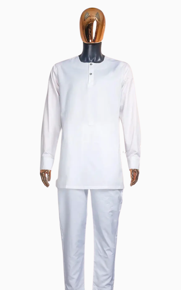 Boubou homme blanc, vêtement africain classique
