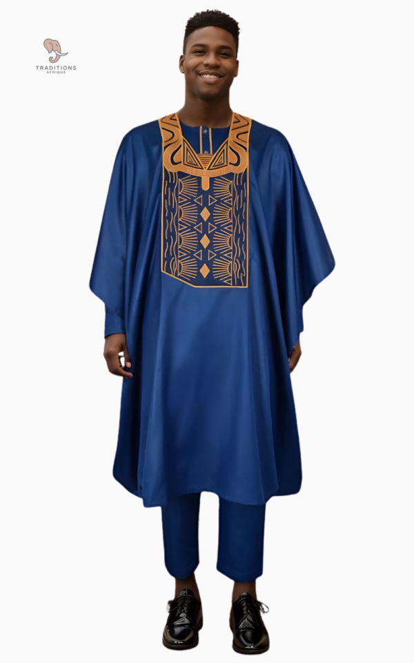boubou-africain-homme-bleu-1 Boubou Africain Homme Bleu, élégant et traditionnel