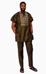 Vêtement traditionnel africain pour homme, manches courtes