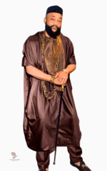 Boubou Africain Homme Marron, vêtement traditionnel