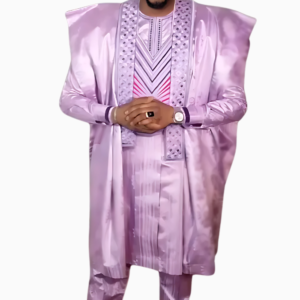 Boubou Africain Homme en rose, style traditionnel