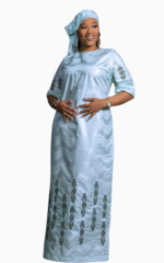 Boubou Bazin Blanc pour Femme