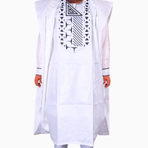 Boubou Bazin Blanc pour homme élégant et traditionnel