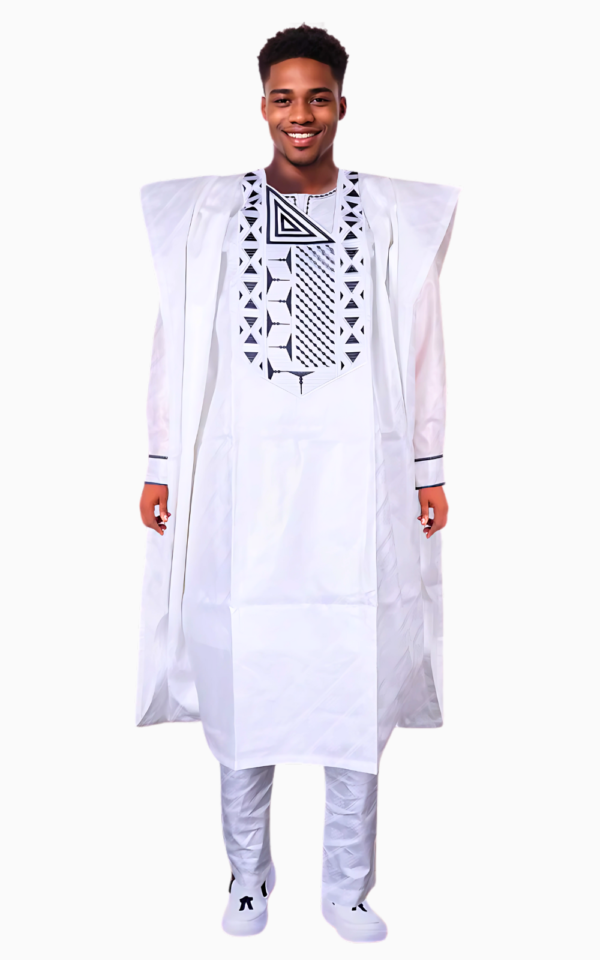 boubou-bazin-blanc-homme-1 Boubou Bazin Blanc pour homme élégant et traditionnel