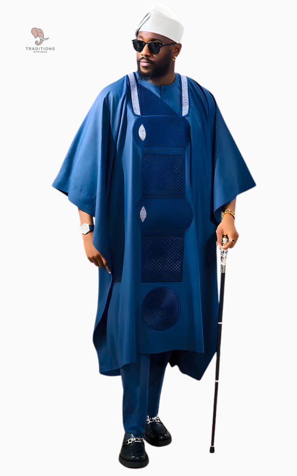 boubou-bazin-riche-homme-bleu-1 Boubou Africain Homme Bazin Riche bleu élégant