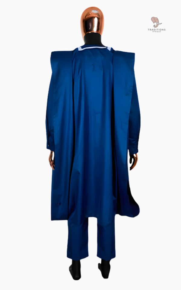 Boubou homme bleu en tissu Bazin Riche traditionnel