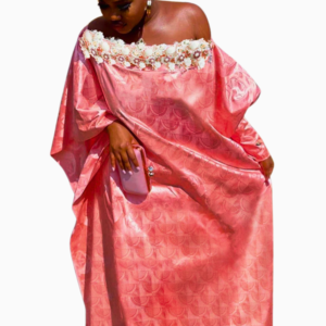 Boubou Bazin Rose Femme, élégant vêtement africain féminin